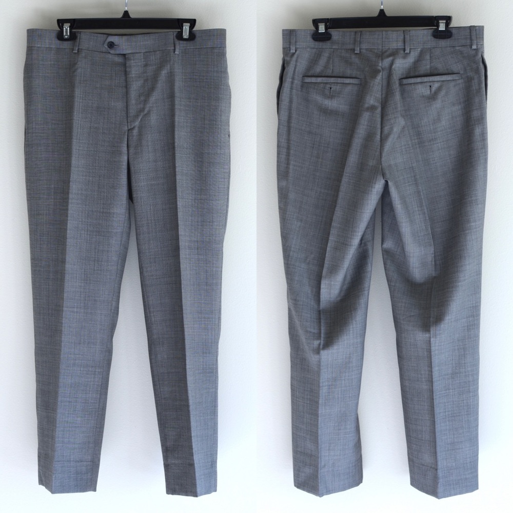 Egara 100% Wool Slim Fit Pants Gray 34 Waist